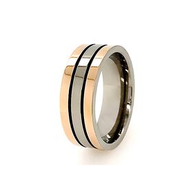 Titanium & Rose Gold Plated Wedding Band (8mm)