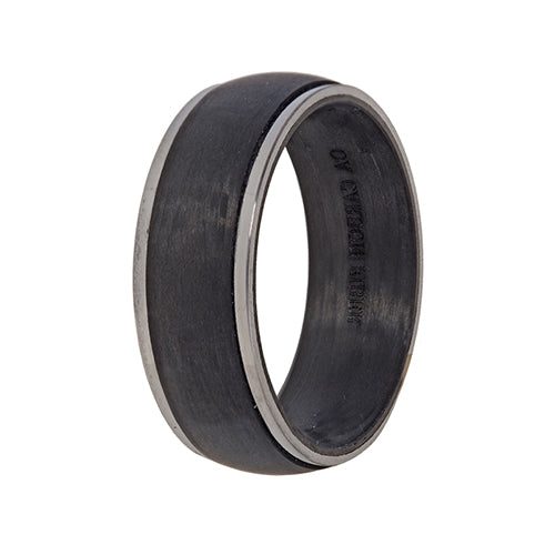 Black Carbon Fiber with Titanium Edges Wedding Band (8mm)