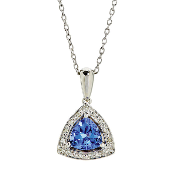 9ct white gold tanzanite & diamond trillion cut pendant cape town south africa browns