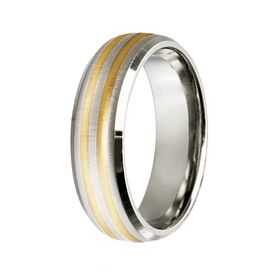 Titanium Gents Ring with 9ct yellow gold fashion bands Lovisa American Swiss