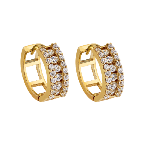 9ct Yellow Gold Cubic Zirconia Cluster Hoop Earrings
