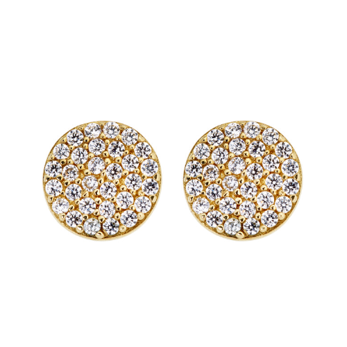 9ct Yellow Gold Cubic Zirconia Round Halo Stud Earrings