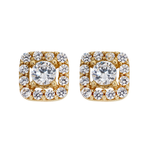 TT Clear CZ Square Stud Earrings – 6mm – Nickel-Free, Copper Base – Unisex Adults – Silver Tone