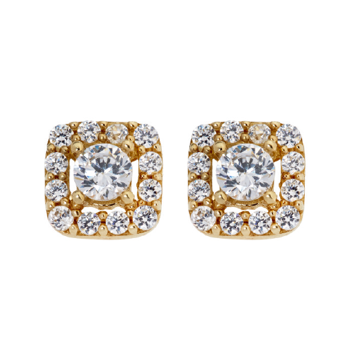 9ct Yellow Gold Cubic Zirconia Square Stud Earring