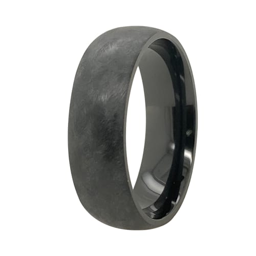 Black Colour Plated Titanium with Brushed Finished Wedding Band (7mm)