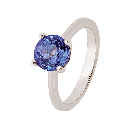 Tanzanite Solitaire Ring in 9ct White Gold